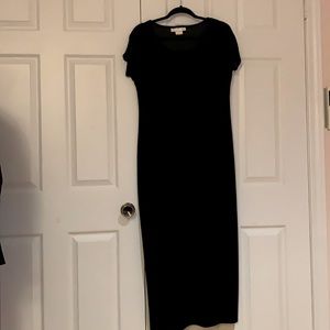 Black short sleeved long velvet dress size 10